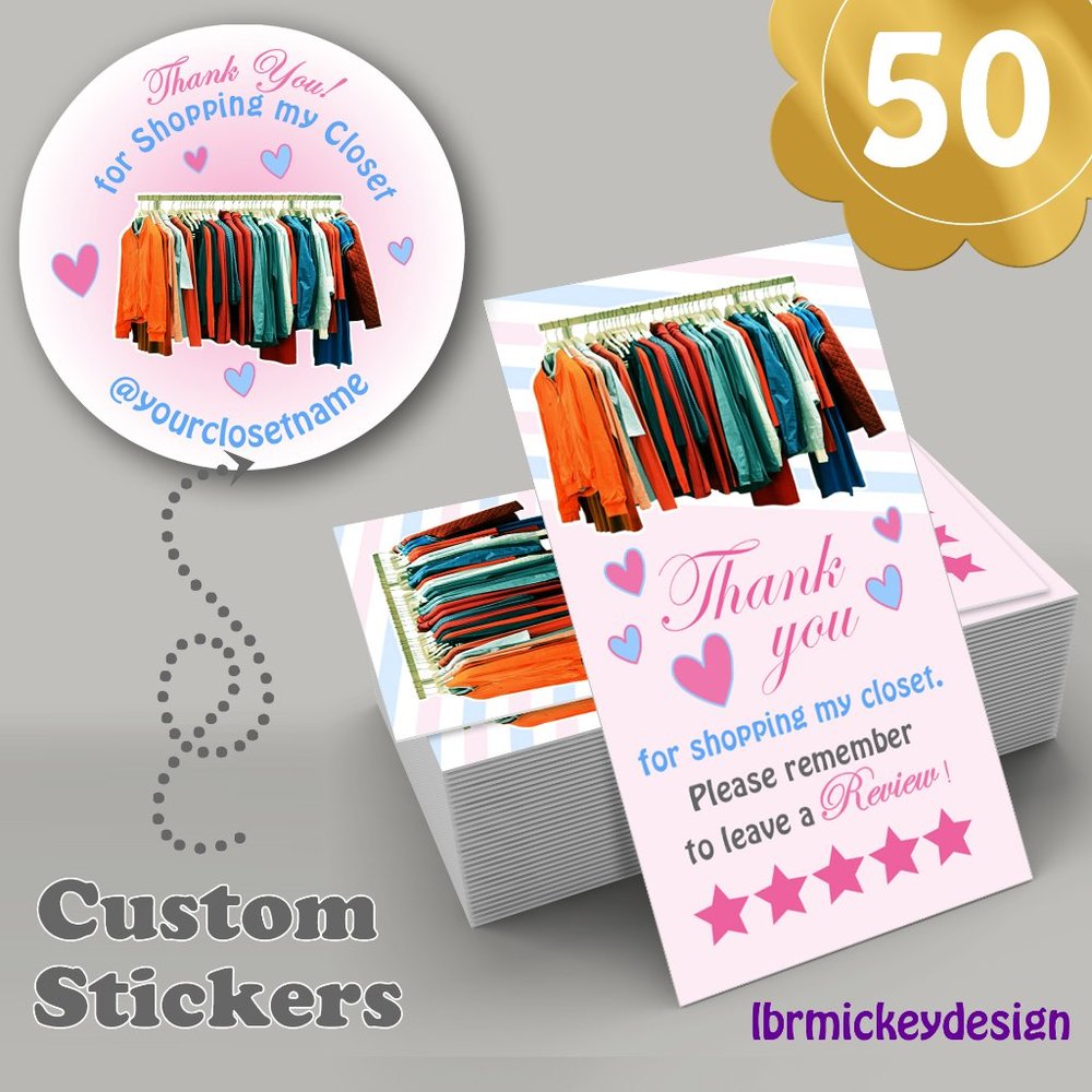 100 Pc Thank you cards and Stickers